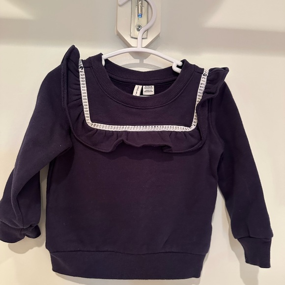 Janie and Jack Navy Blue Baby Girl Ruffle Sweatshirt, 12-18 M - Picture 2 of 4